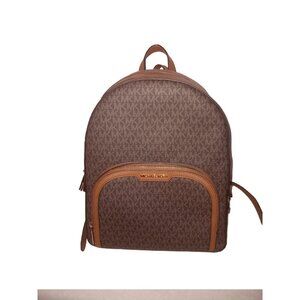 Michael Kors Jaycee Large Zip Pocket Travel Bag/Tote MK Brown Logo